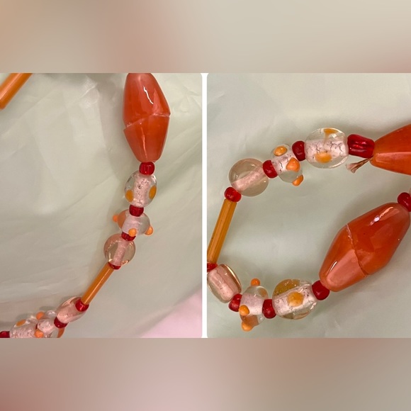 2 orange glass foiled necklaces -1w/lamp work -jewelry - Picture 16 of 16